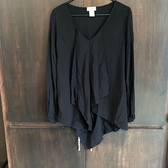 Soft Surroundings Black Rayon Asymmetrical Top Blouse Medium - Picture 1 of 5
